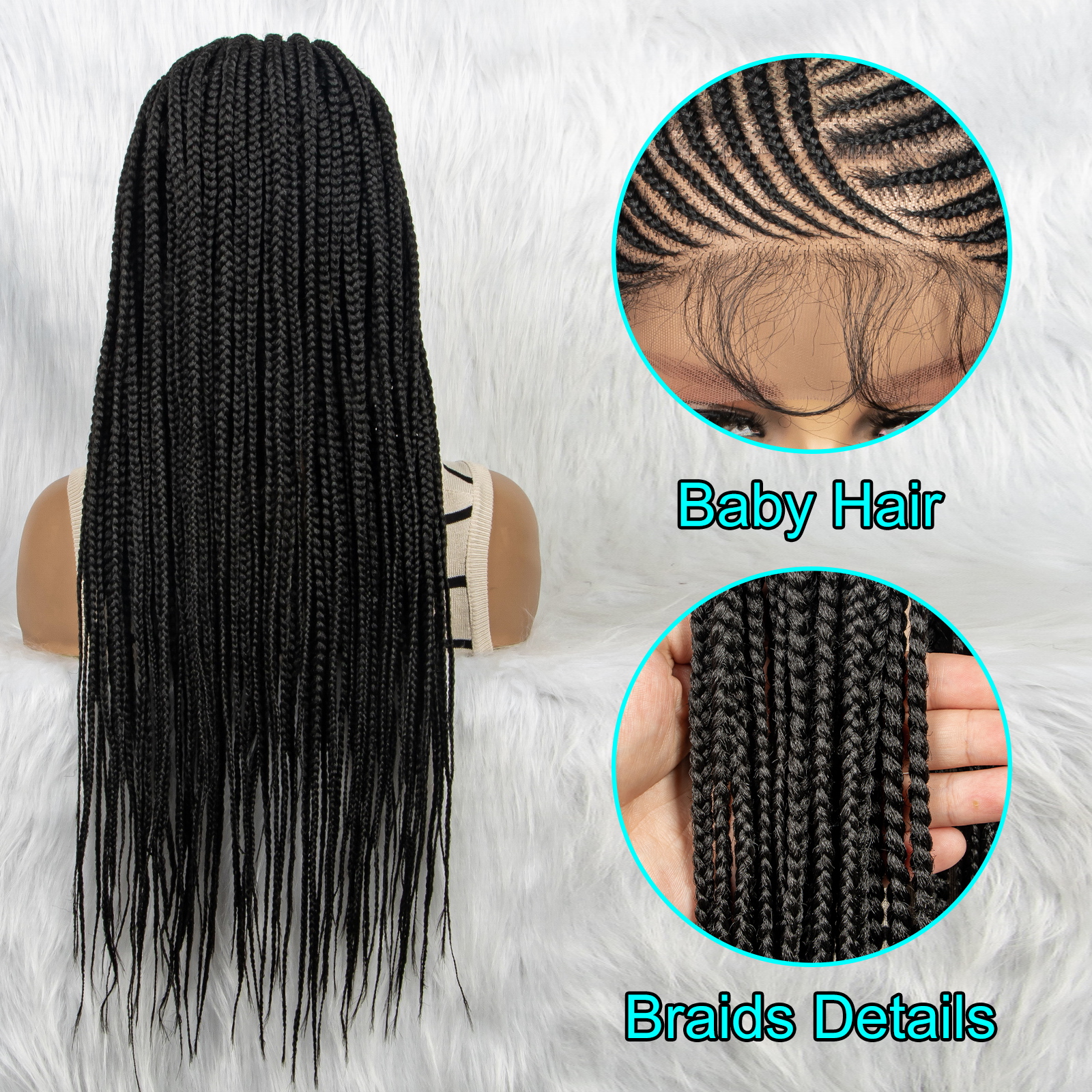 Synthetic Braided Wigs 13x4 HD Lace Front Braided Wigs for Black Women  Synthetic Lace Front Wigs Braided Wigs With Baby Hair - EMPIRE N&DY